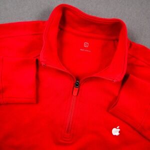 Apple 1/4 Zip Embroidered Logo Pullover Sweatshirt Logo Men's Red L